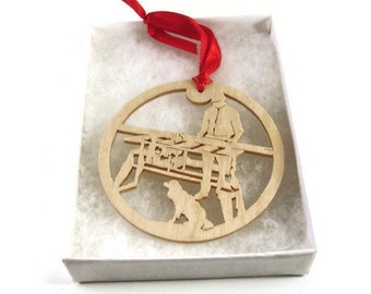 Woodworker and Dog Christmas Ornament