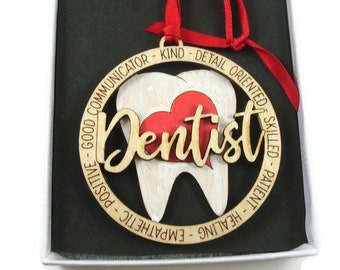 Dentist Christmas Ornament Laser Engraved And Hand Painted