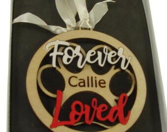 Personalized Pet Memorial Ornament Laser Engraved And Hand Painted Forever Loved