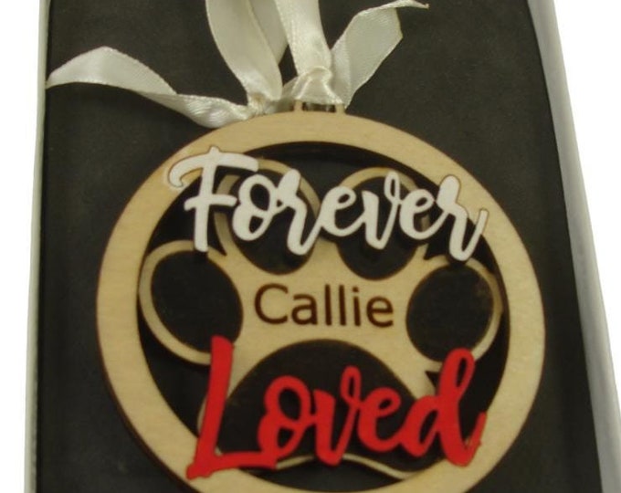 Personalized Pet Memorial Ornament Laser Engraved And Hand Painted Forever Loved