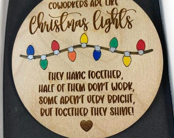 Coworker Christmas Ornament Gift Laser Engraved With Hand Painted Details