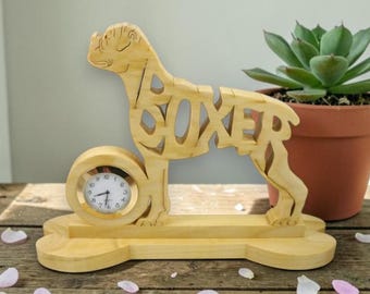 Boxer Uncropped Desk Clock Handcrafted From Poplar Wood By KevsKrafts