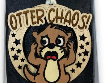 Funny Otter Ornament "Otter Chaos" Gag Gift