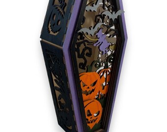 Halloween Pumpkin Spooky Coffin Lantern With DYI Options 04