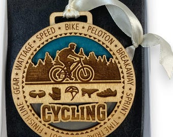Cycling Ornament, Bicycle Theme with Gear and Equipment Icons