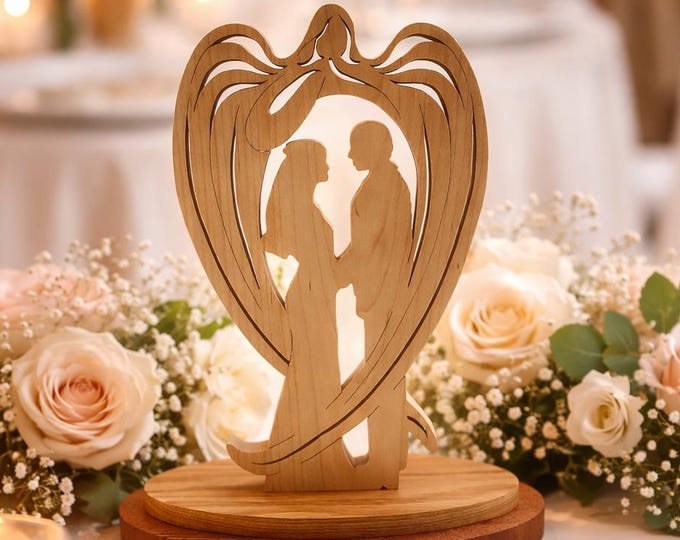 Featured listing image: Wedding / Marriage Wooden Guardian Angel Handmade By KevsKrafts