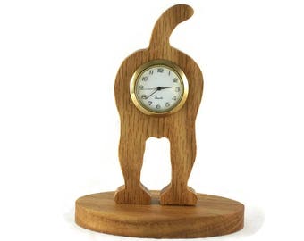 Dogs Bottom Desk Or Shelf Clock Handmade From Oak Wood By KevsKrafts, Doggy Bottom