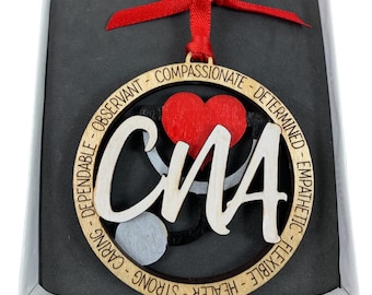 CNA Nurse Assistant Ornament Laser Engraved and Hand Painted
