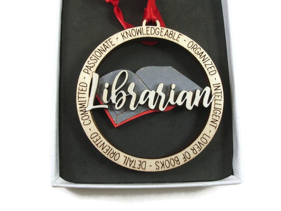 Librarian Christmas Ornament Laser Engraved And Hand Painted