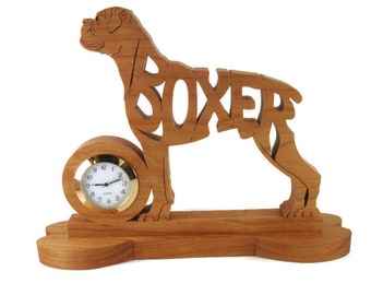 Boxer Uncropped Desk Clock Handcrafted From Cherry Wood By KevsKrafts