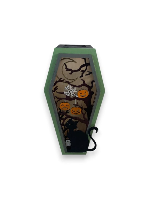 Halloween Coffin Spooky Pumpkins Lantern With Tea Light and DYI Options