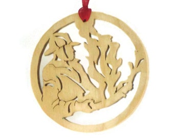 Fireman Christmas Ornament Handmade From Birch Plywood, Putting Out The Fire, BN-9
