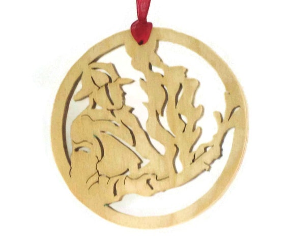 Fireman Christmas Ornament Handmade From Birch Plywood, Putting Out The Fire, BN-9
