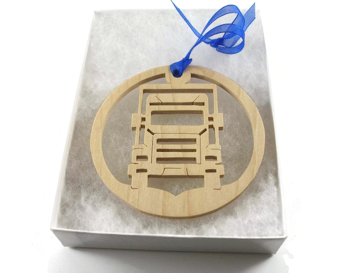 Semi Truck Christmas Ornament Handmade From Maple Wood By KevsKrafts, BN-001-5