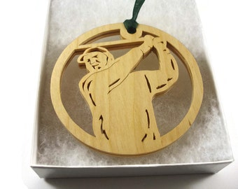 Male Golfer Christmas Ornament Handmade From Birch Wood By KevsKrafts