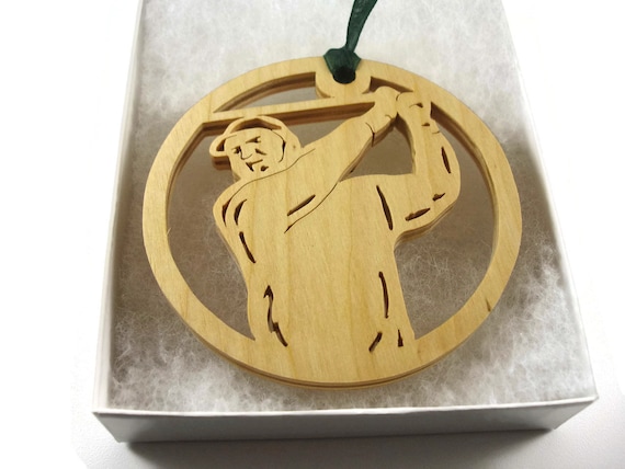 Male Golfer Christmas Ornament Handmade From Birch Wood By KevsKrafts