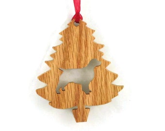 Spaniel Christmas Tree Ornament Handmade From Oak Wood