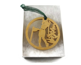 Female Golfer Christmas Ornament Handmade From Birch By KevsKrafts