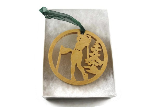 Female Golfer Christmas Ornament Handmade From Birch By KevsKrafts
