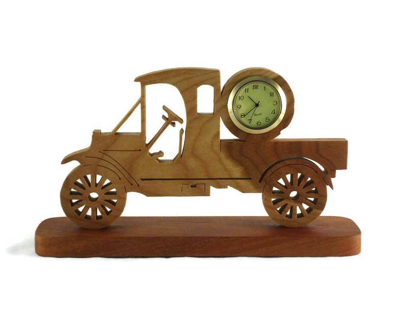 Antique Model A Style Truck Desk Clock Handmade From Cherry Etsy
