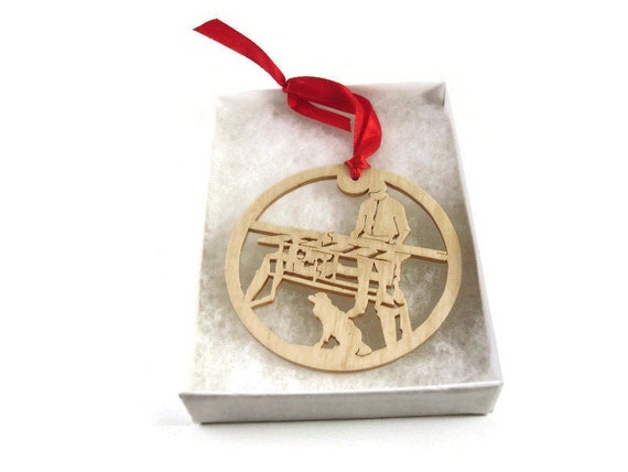 Woodworker and Dog Christmas Ornament