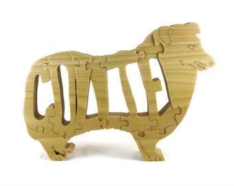 Collie Wood Puzzle Handcrafted From Poplar Wood by KevsKrafts