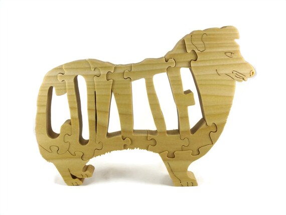 Collie Wood Puzzle Handcrafted From Poplar Wood by KevsKrafts