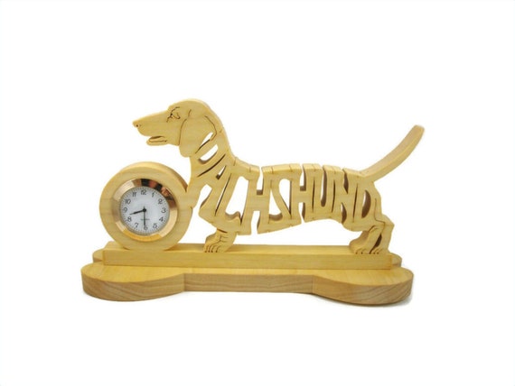 Dachshund Quartz Desk Clock Handmade From Poplar