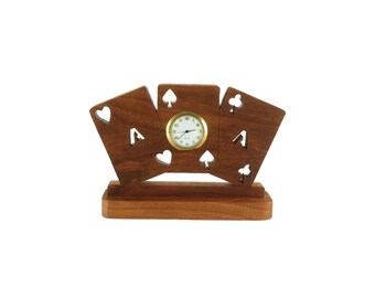 Playing Cards Desk Clock Handmade From Cherry Wood By KevsKrafts