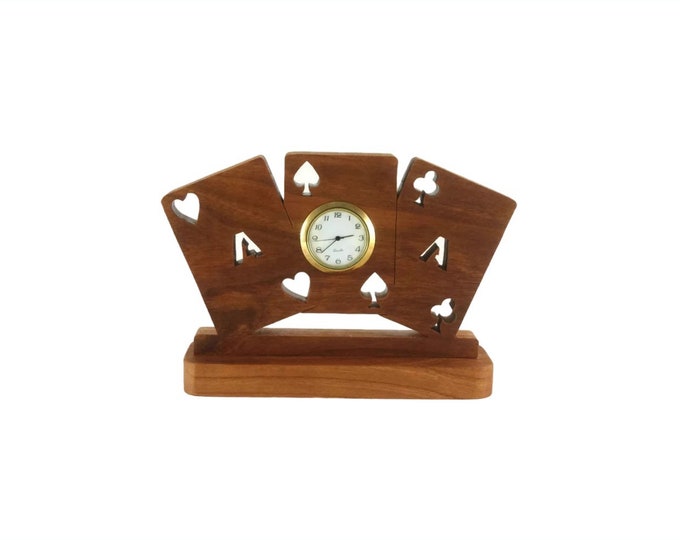Playing Cards Desk Clock Handmade From Cherry Wood By KevsKrafts