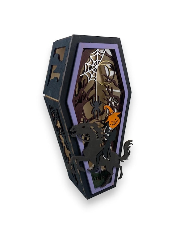 Halloween Coffin Spooky Horse Rider Lantern With Tea Light and DYI Options