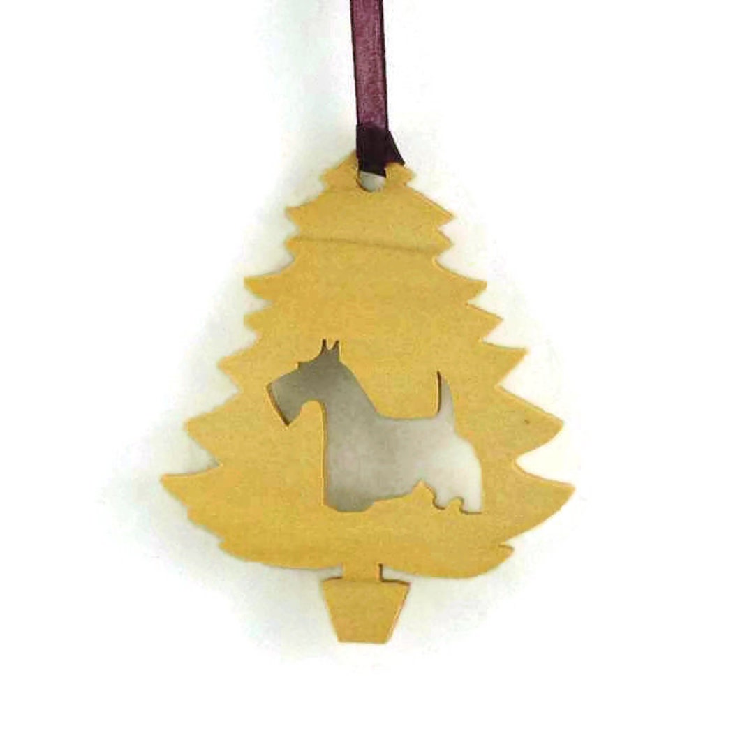 Scottish Terrier Christmas Tree Ornament Handmade From Poplar Wood
