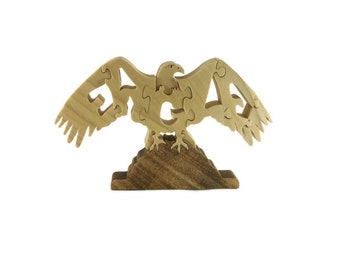 Eagle Scroll Saw Puzzle Handmade From Poplar