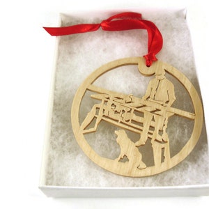 Woodworker and Dog Christmas Ornament Handmade from Birch Wood By KevsKrafts BN-13LB image 2