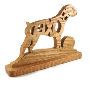 Boxer Dog Un-Cropped Ears Desk Or Shelf Clock Handcrafted With Scroll Saw From Oak Wood By KevsKrafts image 4