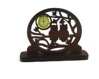 Owls Desk Or Shelf Clock Handmade From Walnut Wood By KevsKrafts Woodworking