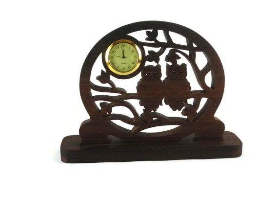 Owls Desk Or Shelf Clock Handmade From Walnut Wood By KevsKrafts Woodworking