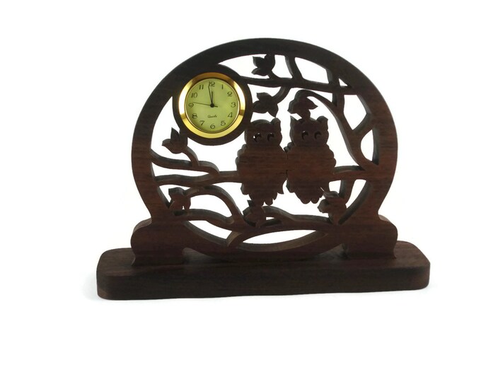 Owls Desk Or Shelf Clock Handmade From Walnut Wood By KevsKrafts Woodworking