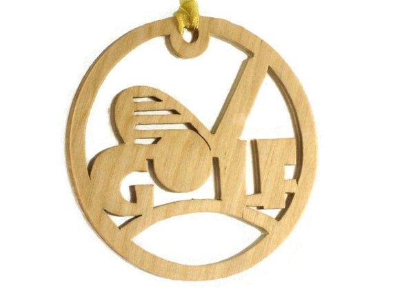 Golf Christmas Ornament With Golf Ball and Club Handmade From Birch Wood BN-10