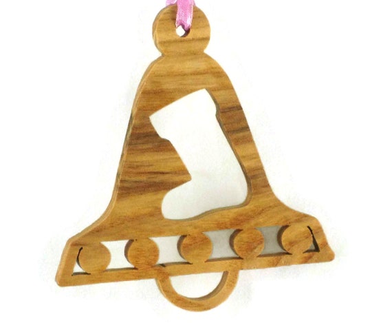 Christmas Stocking Bell Shaped Ornament Handmade From Ash Wood