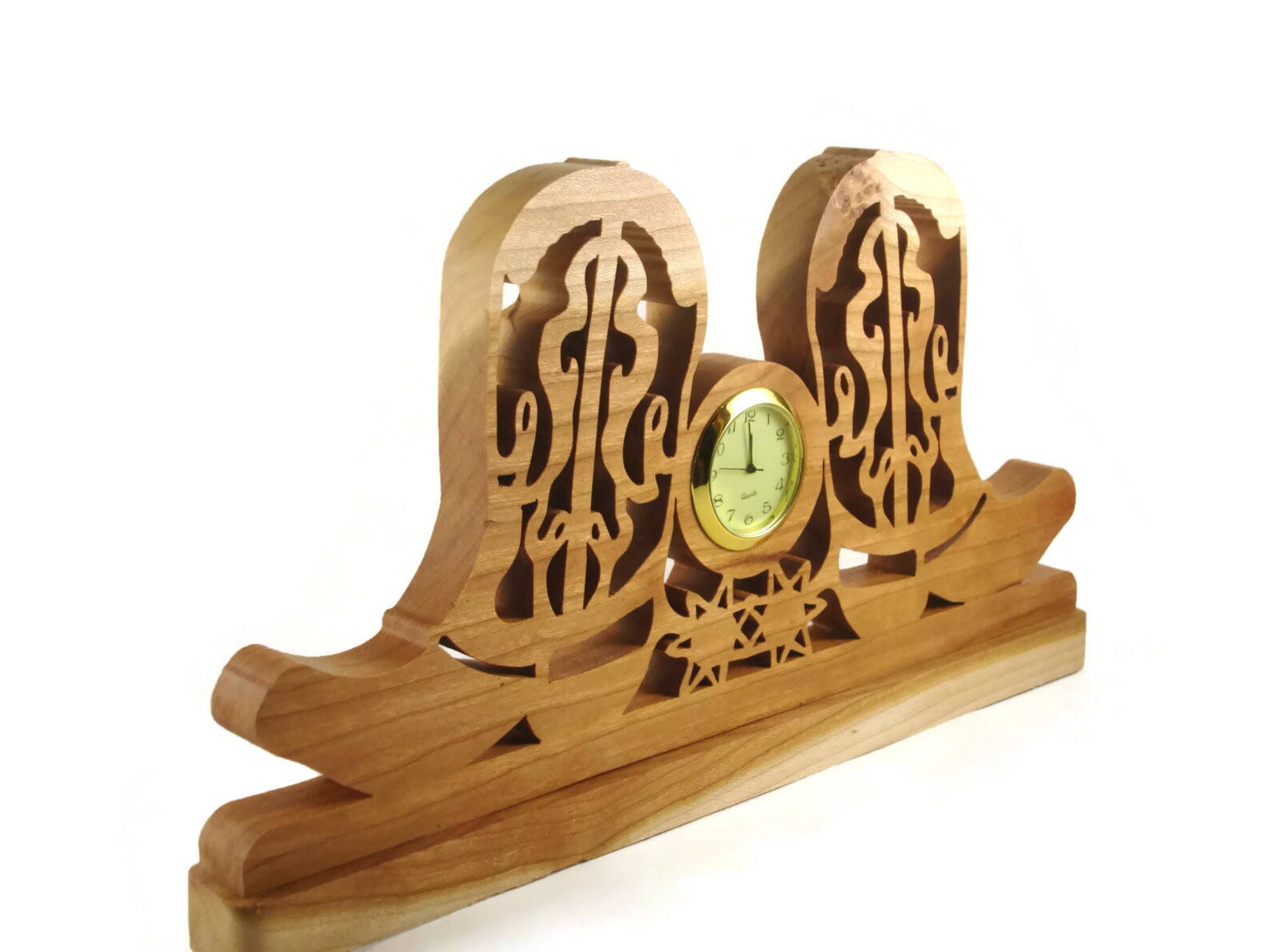 Cowboy Boot Desk Clock Western Time Piece Handmade From Cherry Etsy