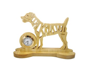 Jack Russel Terrier Quartz Desk Clock Handcrafted From Poplar Lumber