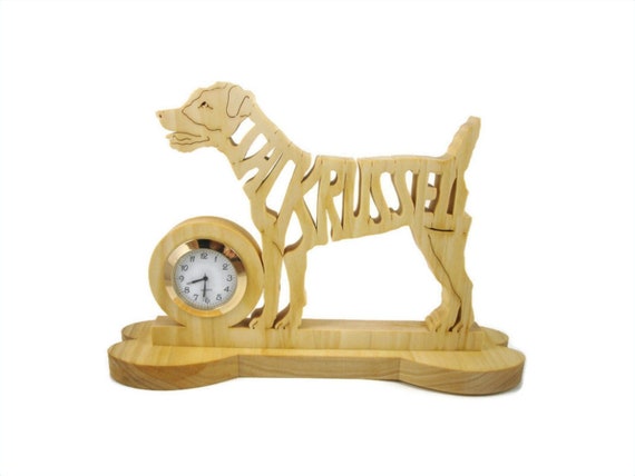 Jack Russel Terrier Quartz Desk Clock Handcrafted From Poplar Lumber