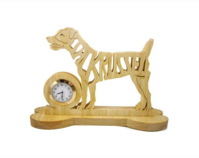 Jack Russel Terrier Quartz Desk Clock Handcrafted From Poplar Lumber