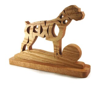 Boxer Dog Un-Cropped Ears Desk Or Shelf Clock Handcrafted With Scroll Saw From Oak Wood By KevsKrafts image 5