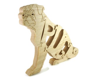 Sitting Pug Wooden Scroll Saw Puzzle Handmade By KevsKrafts