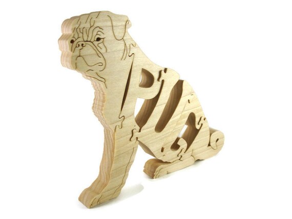 Sitting Pug Wooden Scroll Saw Puzzle Handmade By KevsKrafts