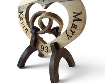 Personalized Wooden Heart Wedding Gift