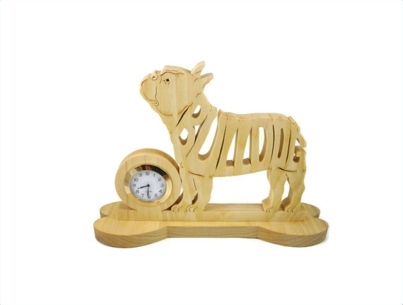 French Bulldog Quartz Desk Clock Handcrafted From Poplar