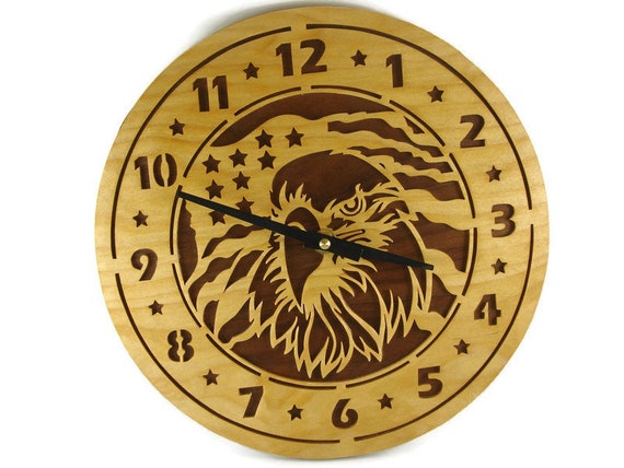 American Eagle Wood Wall Hang Clock